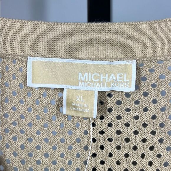 Michael Kors Cream Cardigan Sweater V-Neck Ribbed - Picture 5 of 7